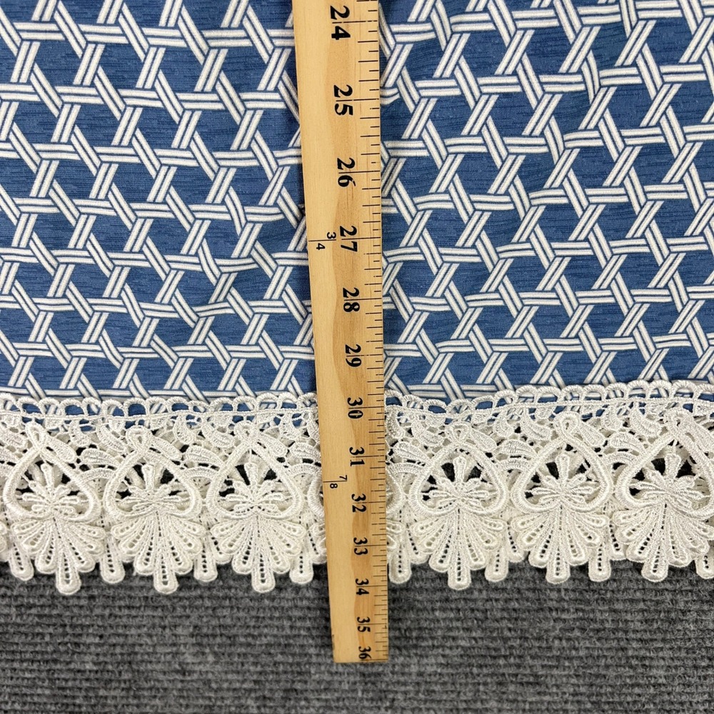2 B Together Blue White Geo Print‎ Crochet Lace Trim Shift Dress M Boho Resort - Picture 8 of 11